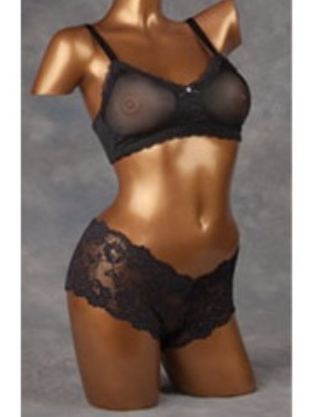 Transform See-Thru Bra & Panty Set Crossdresser Breast Forms Black 2X